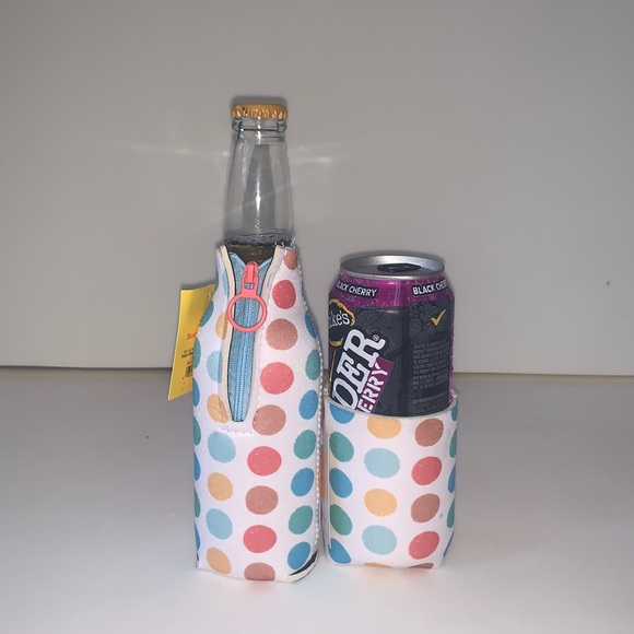 Set of Beer Cozy in Rainbow Polka Dots - Picture 4 of 5